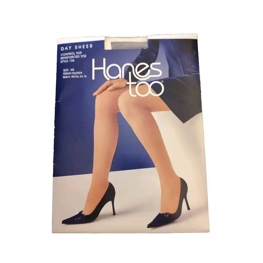 New Hanes Too Day Sheer Control top Pantyhose Style 136‎ Town Taupe Size AB